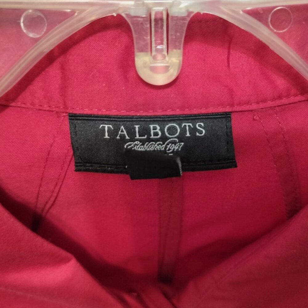 Vintage Talbots Red Maxi Dress Cotton Size 8P Collared Button Up - Picture 4 of 7